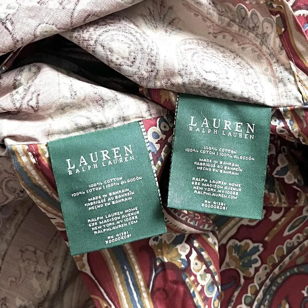 Set Of 2 LRL Ralph Lauren Nantucket Red Paisley Standard Pillowcase - Picture 7 of 9